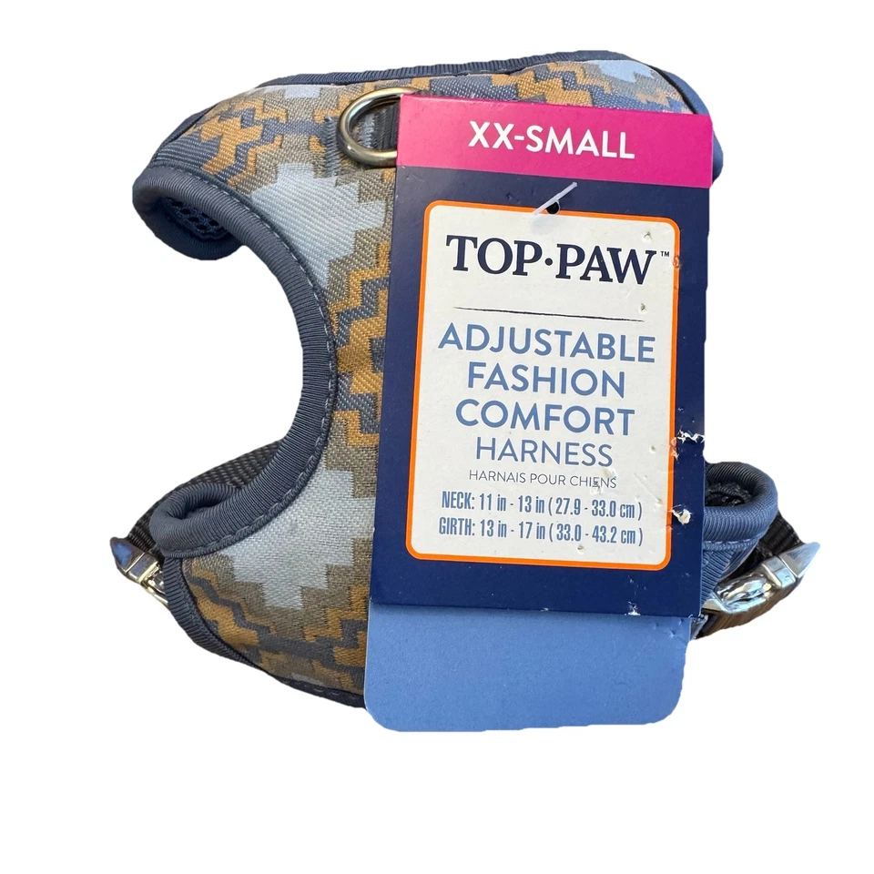 Arnés Top Paw XXS azul/beige patrón azteca ajustable moda cómodo para perros nuevo con etiquetas Foto 2 de 4