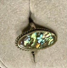 Abalone shell Ring size 7 vintage cocktail ring