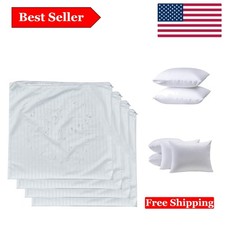 4-Pack Waterproof Featherproof Striped Pillow Protectors