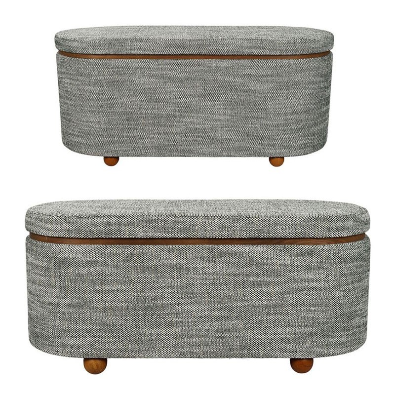 Banc coffre vert Alpina en polyester lot de 2 poufs de rangement pliants 45x48x110cm
