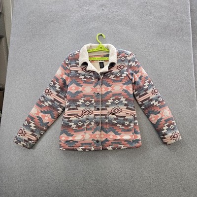 Wrangler Women Jacket M Pink Geometric Aztec Sherpa Lined Long Sleeve