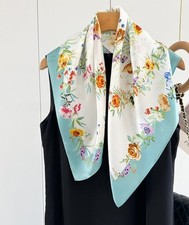 100 Mulberry Silk Scarf Women Square Wrap Neckerchief 26" Printing Bandana Q81