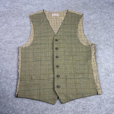 Samuel Windsor Weste Herren UK 40 grün kariert Wolle Tweed Vest Country Hacking
