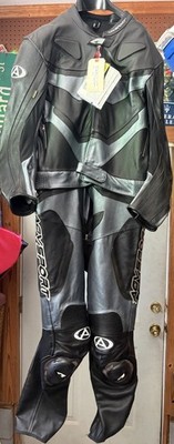 AGV Sport Sz 50 Leather Motorcycle 2 Piece Racing Suit Knee Slider + Armor