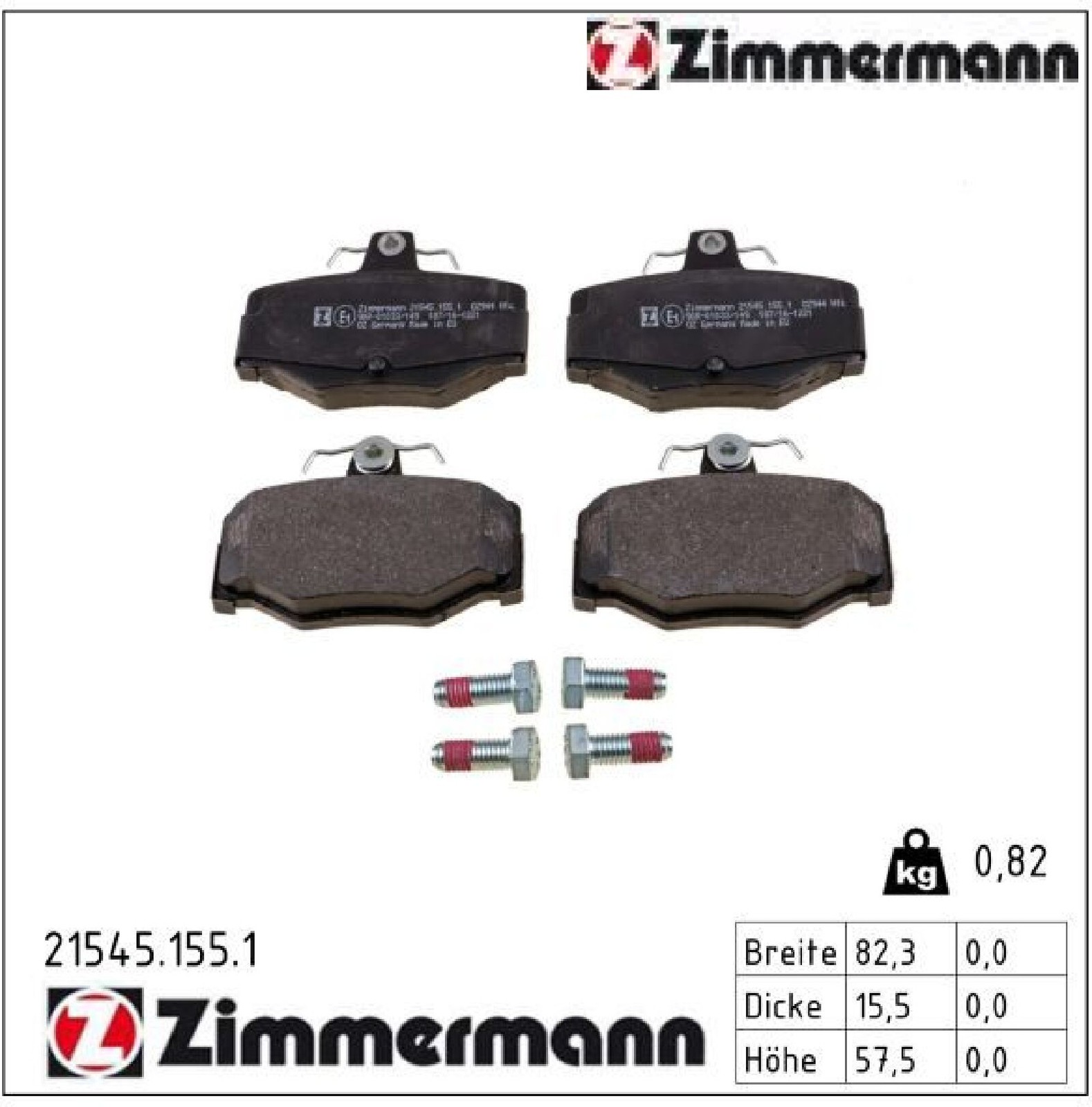 Zimmermann Bremsbelagsatz, Scheibenbremse [Hersteller-Nr. 21545.155.1] für Nissan - Bild 3