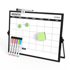 17"x12" Dry Erase Calendar,Magnetic Desktop Whiteboard with Stand, Reusable W...
