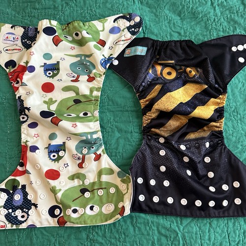 Lot 15 Cloth Diapers Boy Patterns Alva Baby Mama Koala Glow Bug 8 Inserts Male - Picture 6 of 24