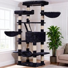 Heybly Cat Tree 68 Inch Multi Level Cat Tower Smoky Gray