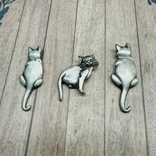 VTG Meizke Silver Cat Button Covers B5 Set Of 3