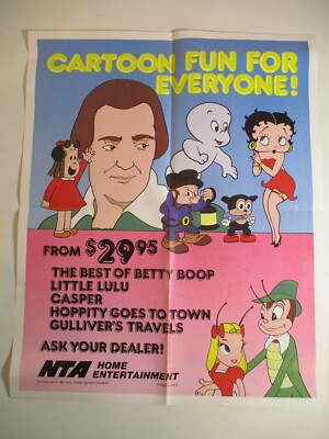 1983 CARTOON Poster BETTY BOOP Max Fleischer LITTLE LULU Casper Friendly Ghost