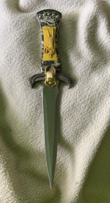 EGYPTIAN Straight Dagger Stainless Steel Ceremonial Blade Display Stand new JKL