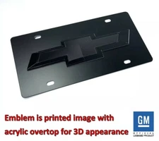 Full Black Chevy Bowtie Emblem License Plate w/ 3D Gloss Logo
