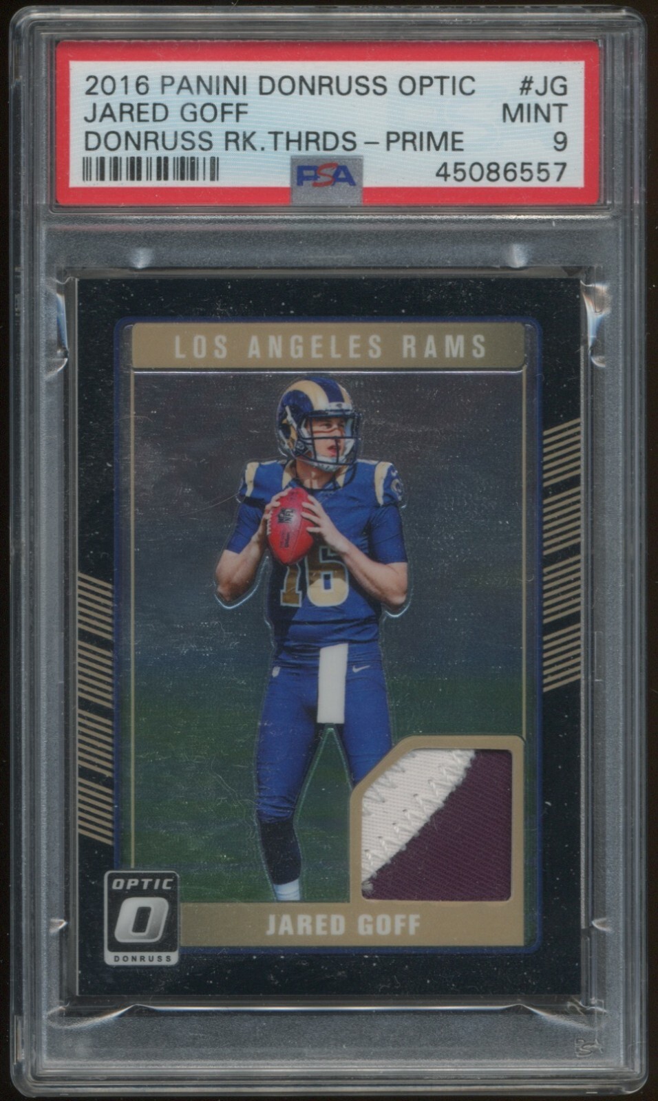 Jared Goff Panini Donruss Optic Donruss Rookie Threads #JG Prime