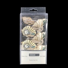 12pk Seashell Shower Curtain Hooks Brighton Beach Blue Tan Popular Bath Resin