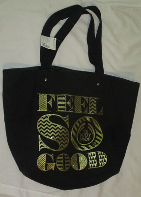 専用バッグ New The Body Shop FEEL SO GOOD Black Gold Glitter Tote Bag Shop