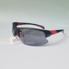 Sunglasses UV Protection Polycarbonate lens Half frame wrap around black red