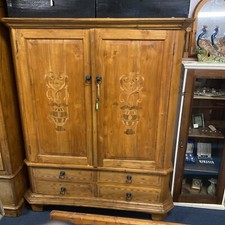 A Mid Century Mango Wood  Large Wardrobe ~ Inlaid Details ,  Very Heavy