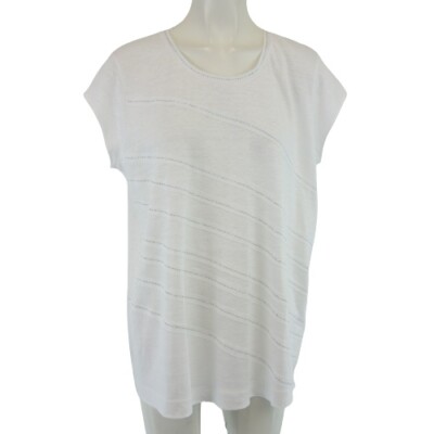 Riani Leinenshirt Weiß Damen Tunika Sommer Oberteil Nieten Casual 40 L Neu