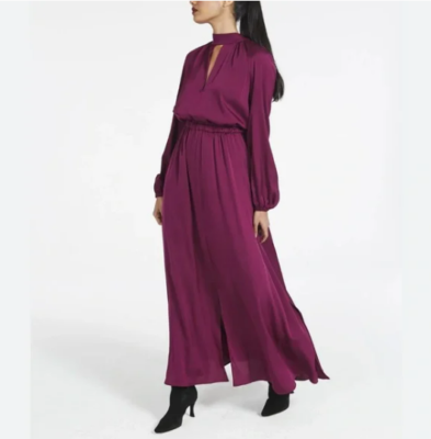 NWT Milly Emmie silk maxi dress. Side slits. Tie neck. Elastic waist. SZ 10  $695 | eBay