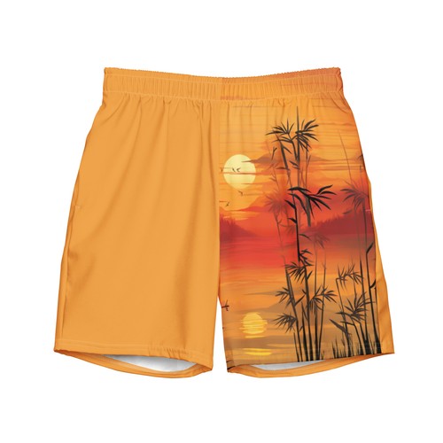 Orange Sunset Horizon Men''s Swim Trunks - Quick-Drying, UPF 50+ Protection - Picture 5 of 61