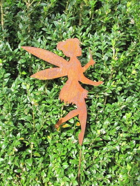 Edelrost Gartenstecker Fee Tanya Mit Zauberstab Gartendeko Rost Deko Metall Elfe-image