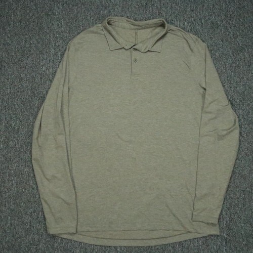 Lululemon Shirt Mens Large Green Long Sleeve Evolution Polo Lightweight Slim