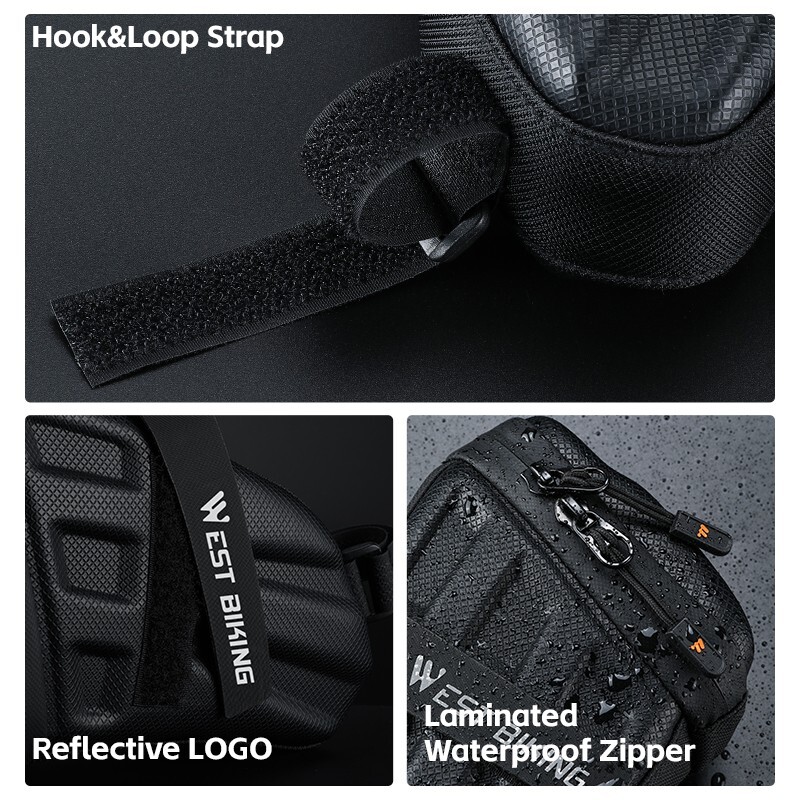 WEST BIKING Bicycle Saddle Bag EVA Carbon Pattern Hard Shell Seat Tail Bag 1.8L