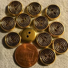 12 Small Gold Tone PLASTIC Sew-through Buttons 1/2" 13MM Lot # 3427