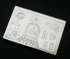 Vintage Silver Plated Masonic Vesta Case, Grand Lodge of Glasgow 441