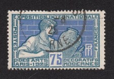 TIMBRE 1924-25 Expo Arts décoratifs Paris n°214 Y&T 75c FRANCE oblitéré