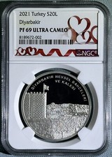 Turkey 2021 20 Lira Silver Proof Coin Hevsel Bahceleri NGC PF69 UCAM Top Pop 2/0