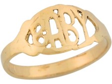 10k or 14k Yellow Gold Baby Birthday Celebration Cute Kids Ring