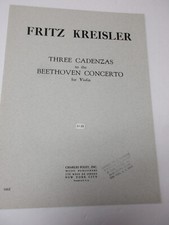 Fritz Kreisler Three Cadenzas to Beethoven Concerto Violin  Piano Sheet Music