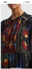Farm Rio, Mixed Arabesque Scarves Print Long Sleeve Minidress SZ Med. #D8042