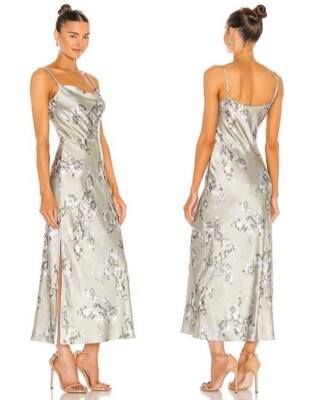 vince satin midi slip dress Vince Tipped Satin Midi Slip Dress