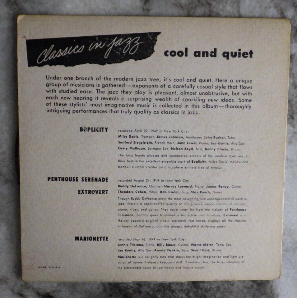 Cool and Quiet Miles Davis, DeFranco, Tristano Pt 2 Capitol EAP2-371 - Image 2 of 2
