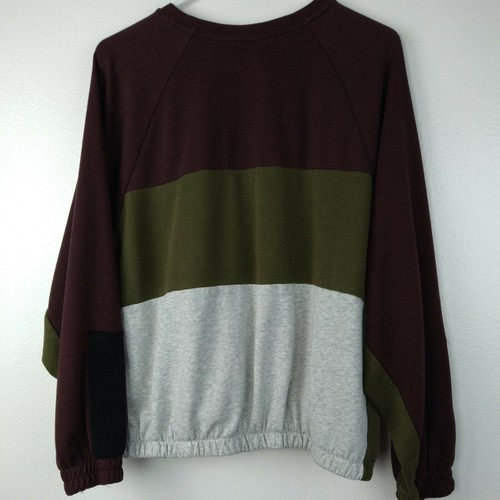 Hurley Sweatshirt Medium Maroon Gray Colorblock Cropped Pullover Baggy Top - Picture 6 of 8