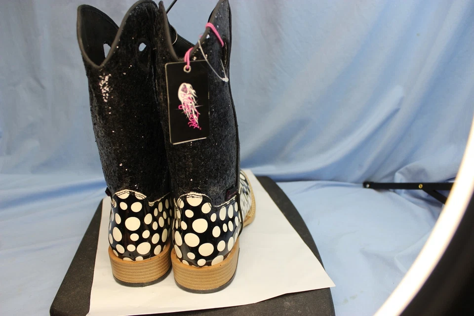 Bota Blazin Roxx JUVENTUD Talla 5 NUEVA CON ETIQUETAS Vaquero OCCIDENTAL punto poka NEGRO/BLANCO Foto 4 de 4