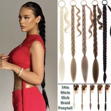 Extra Long 34" Thick Braided Ponytail Wrap Pony Tail Hair Extensions as human US
