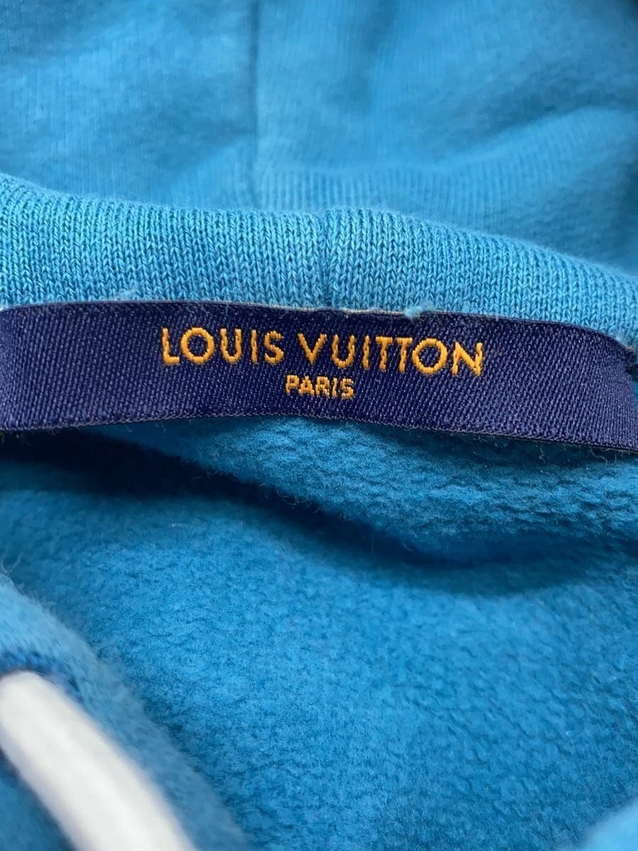 LOUIS VUITTON（LV） Felpa con cappuccio LOUIS VUITTON L cotone blu RM222E 22AW firma stampa logo usata