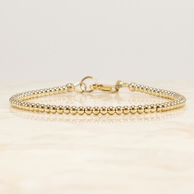 14k Gold Filled Bead Bracelet, 2.0mm, 2.5mm, 6, 7, 8 inch