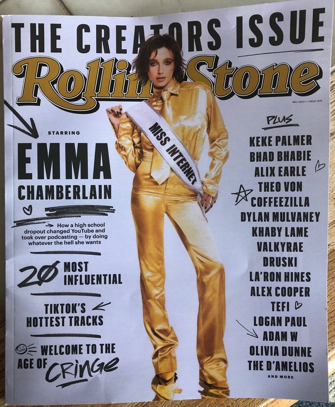 Rolling Stone Magazine MAY 2023 EMMA CHAMBERLAIN, CREATORS ISSUE - New/Unread