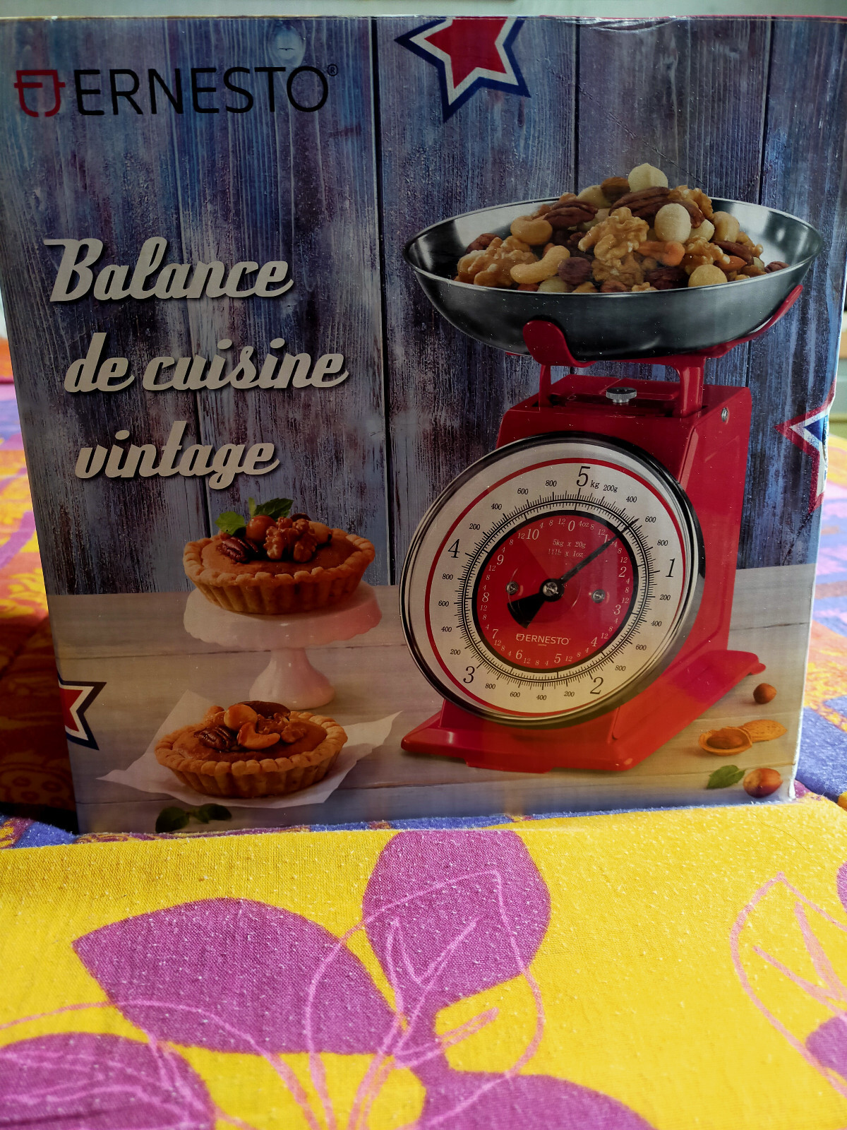 Balance de cuisine Ernesto authentique édition vintage en métal avec grand cadran clair