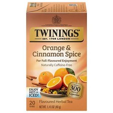 Twinings Orange Cinnamon Spice Caffeine Free Herbal Tea, 20 Tea Bags