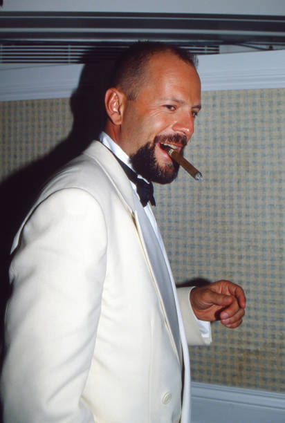 Actor Bruce Willis Smoking A Cigar At The 'Pulp Fiction' Party Dur- Old  Photo