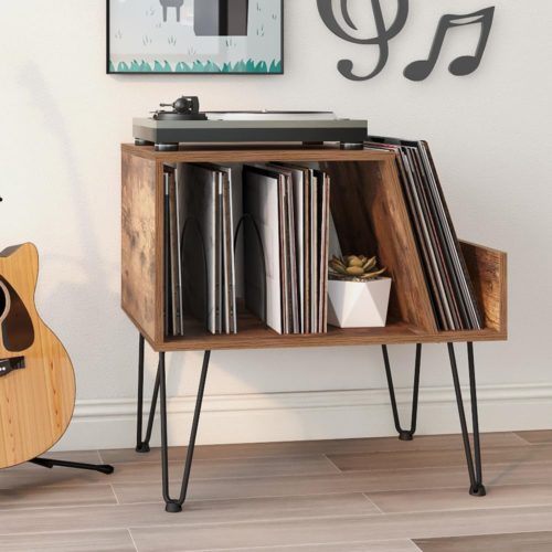 Vinyl Record Player Stand Turntable Stand Lps Album Storage Cabinet Wo - 第 1/8 張圖片