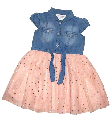 BONNIE JEAN Toddler Young Girl's Denim Blue and Pink Casual Dress (Size 2T)  | eBay