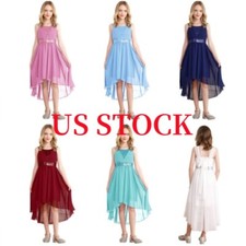 Kids Girls Sleeveless Gown Sequin Wedding Birthday Party Ruched Dress