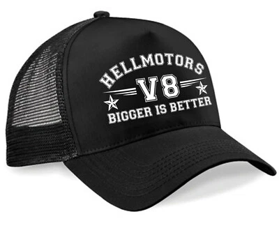 V8 Bigger is Better Hotrod Trucker Cap Rockabilly Kappe Oldschool Mütze schwarz - Bild 1 von 3