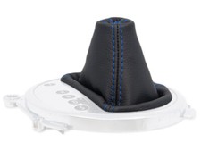 SCHALTMANSCHETTE FUR AUDI TT 8J DSG automatik SCHALTSACK LEDER SCHWARZ NAHT BLAU